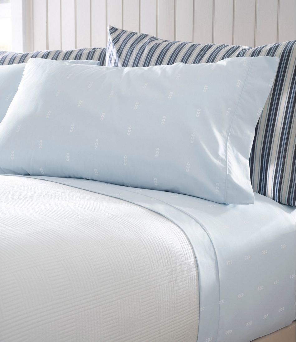 Sunwashed Percale Sheet Collection, Stamped Leaf Print | L.L.Bean