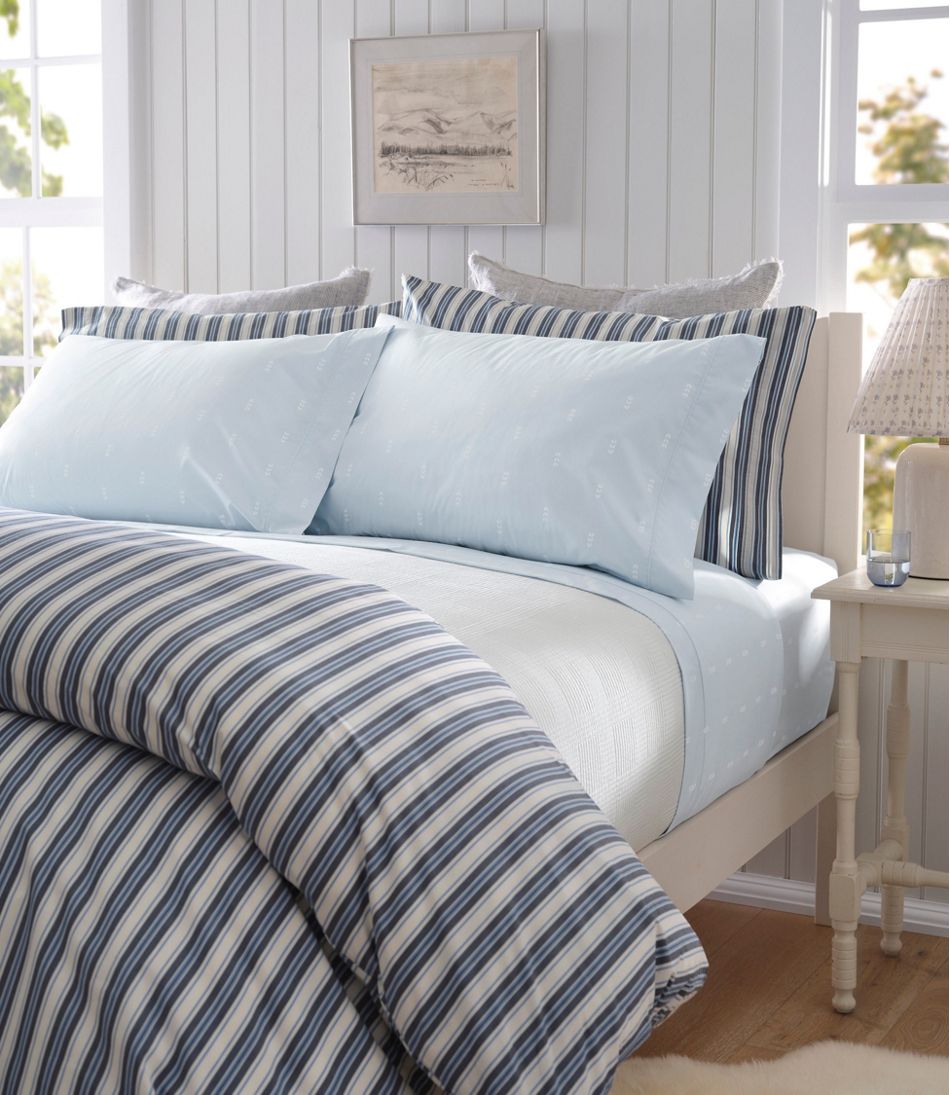 Sunwashed Percale Sheet Collection, Stamped Leaf Print | L.L.Bean
