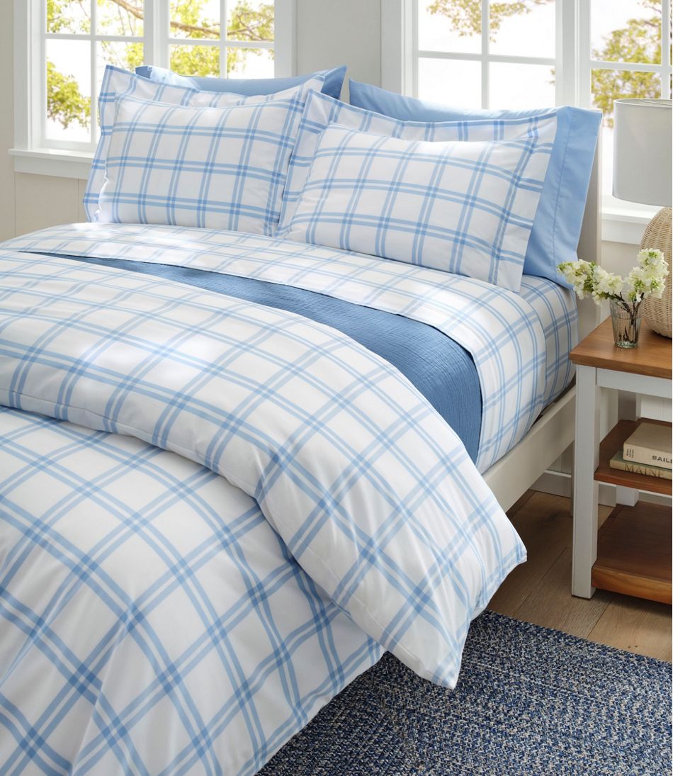 280-Thread-Count Pima Cotton Percale Comforter Cover Collection, Windowpane | L.L.Bean