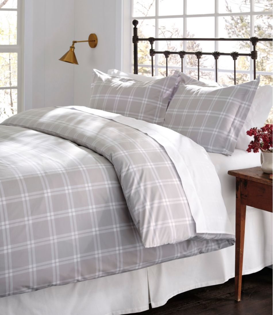 280-Thread-Count Pima Cotton Percale Comforter Cover Collection, Windowpane | L.L.Bean