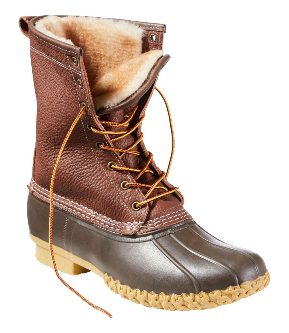 Men's Bean Boots, 10" Shearling-Lined Tumbled Leather | L.L.Bean