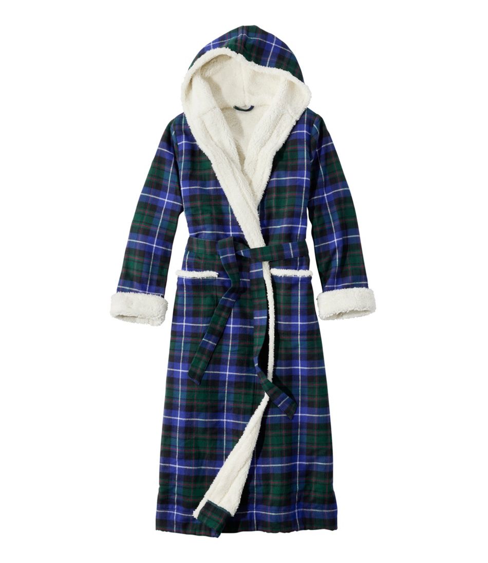 Women's Scotch Plaid Flannel Robe, Sherpa-Lined Long | L.L.Bean