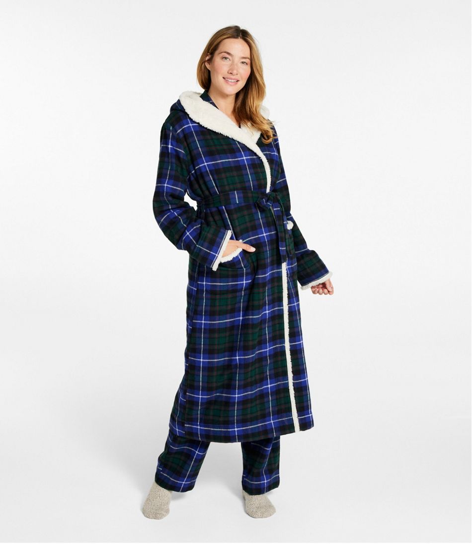 Women's Scotch Plaid Flannel Robe, Sherpa-Lined Long | L.L.Bean