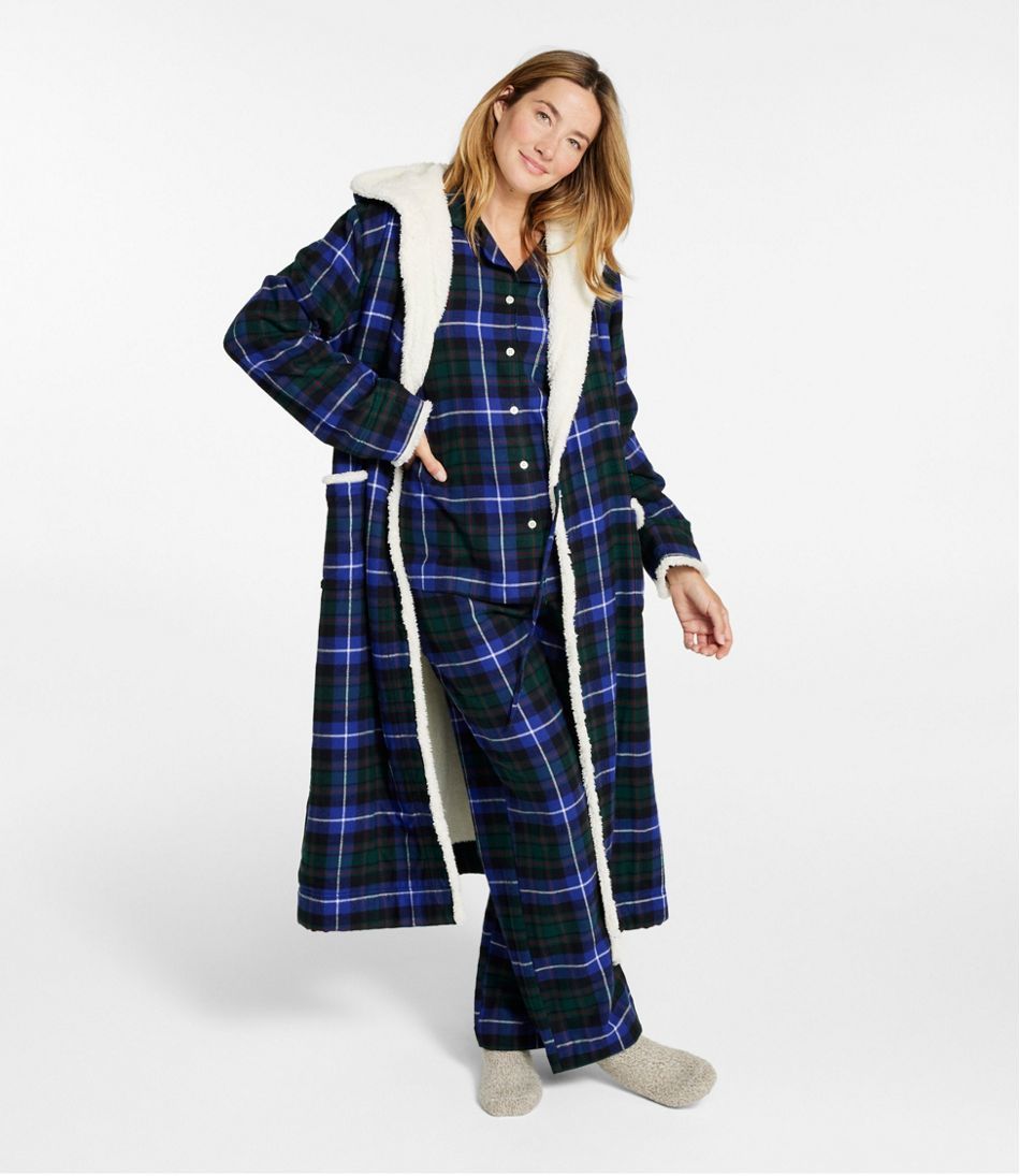 Women's Scotch Plaid Flannel Robe, Sherpa-Lined Long | L.L.Bean