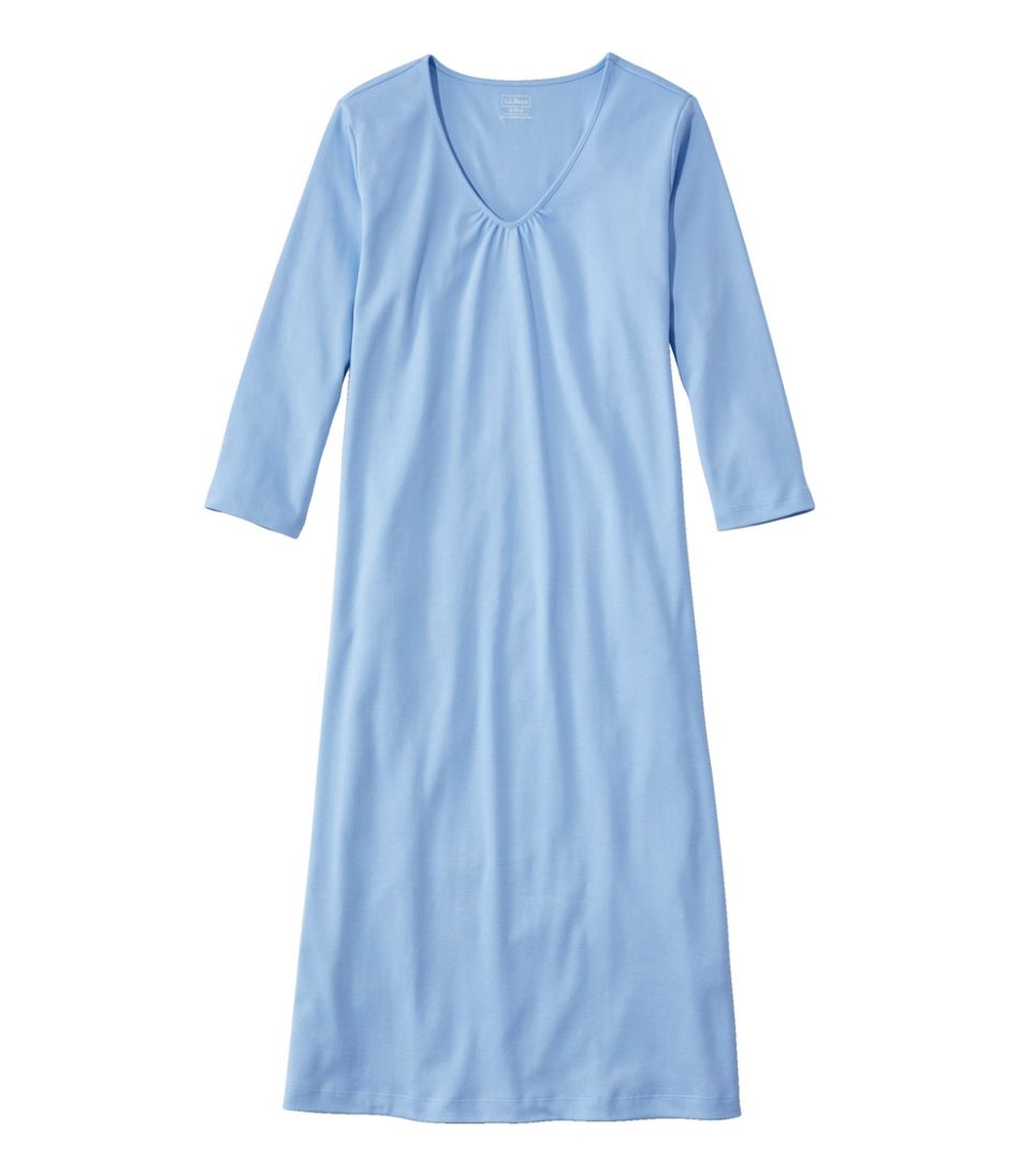 Women's Supima Cotton Nightgown, V-Neck Three-Quarter-Sleeve | L.L.Bean