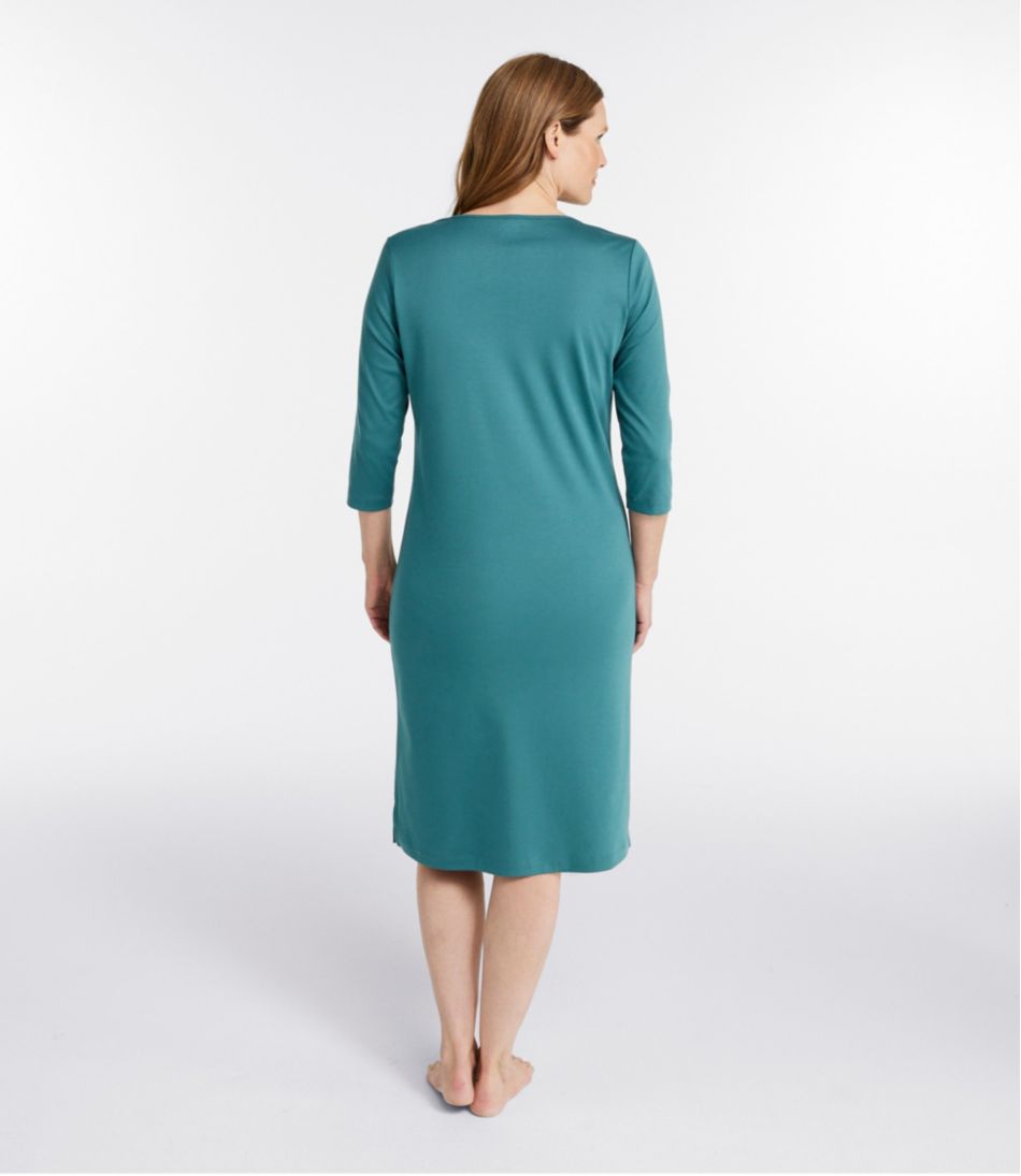 Women's Supima Cotton Nightgown, V-Neck Three-Quarter-Sleeve | L.L.Bean