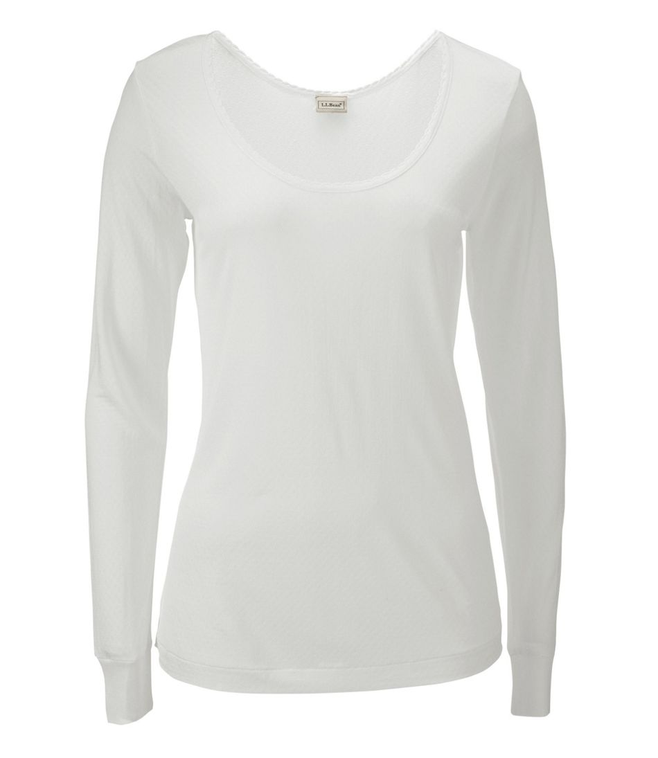 Women's Silk Pointelle, Long-Sleeve Scoopneck | L.L.Bean