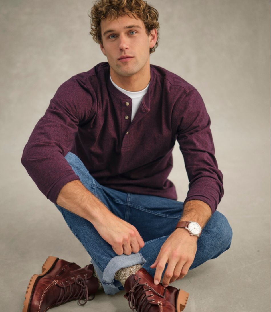Men's Carefree Unshrinkable Tee, Traditional Fit, Long-Sleeve Henley | L.L.Bean
