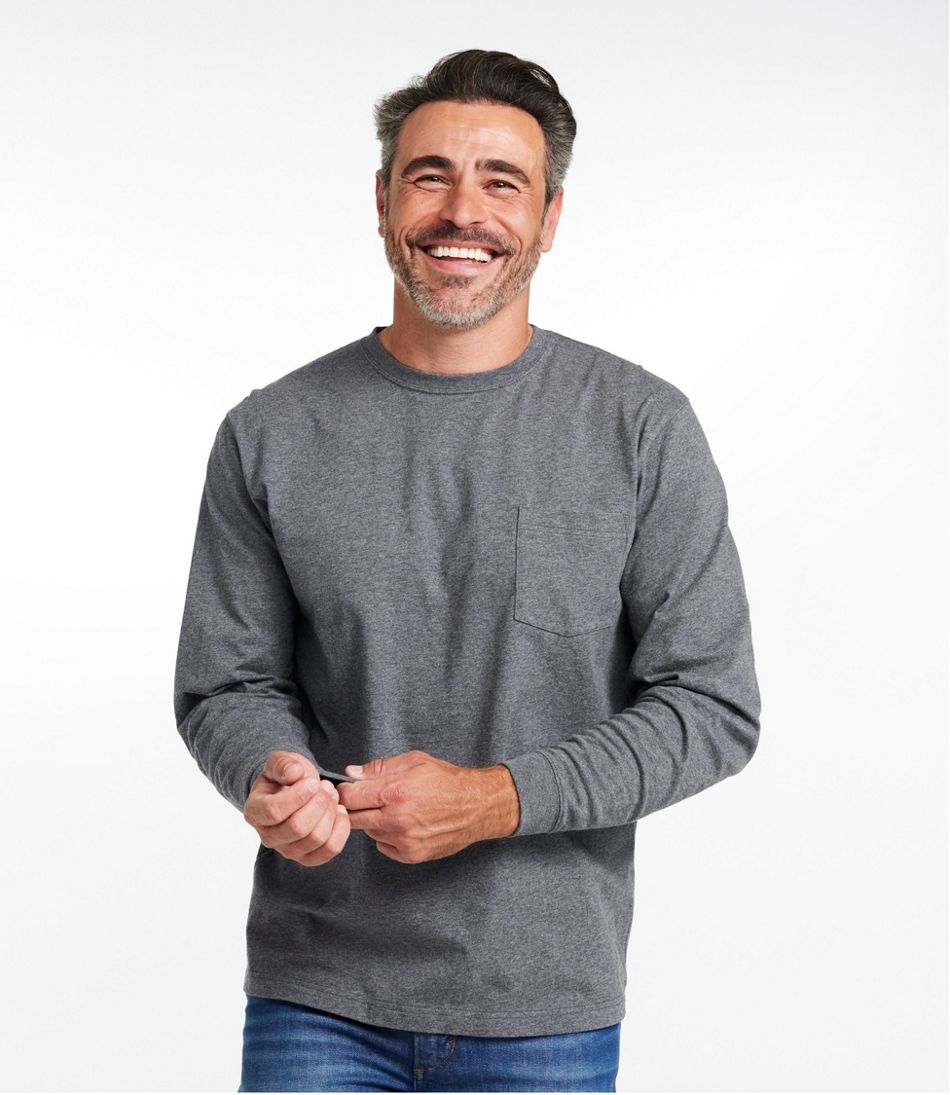 Men's Carefree Unshrinkable Tee with Pocket, Traditional Fit, Long-Sleeve | L.L.Bean