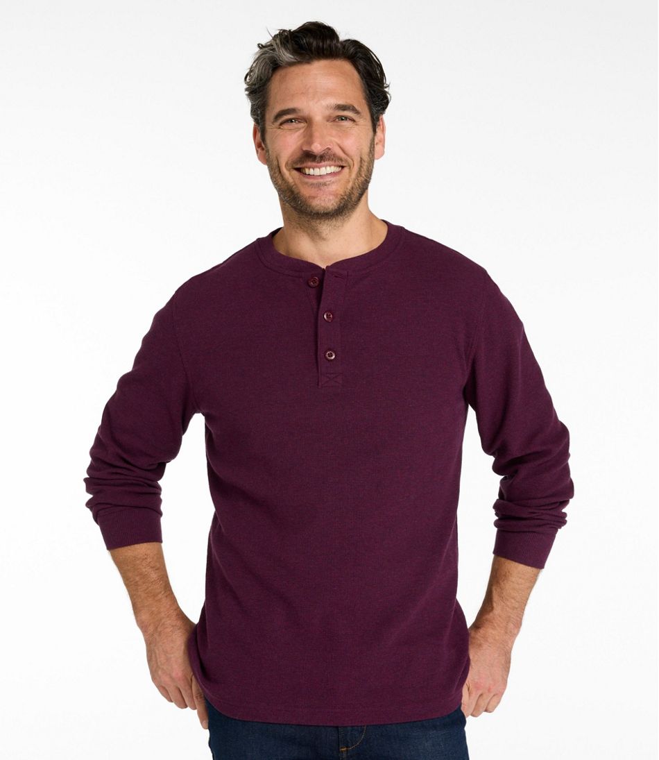 Men's Unshrinkable Mini-Waffle Henley, Long-Sleeve Traditional Fit | L.L.Bean