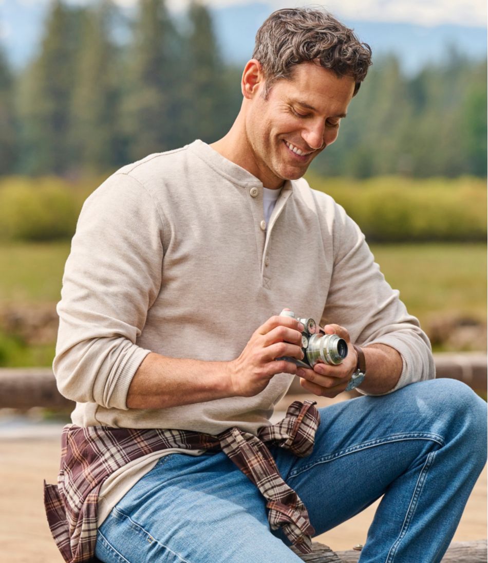 Men's Unshrinkable Mini-Waffle Henley, Long-Sleeve Traditional Fit | L.L.Bean