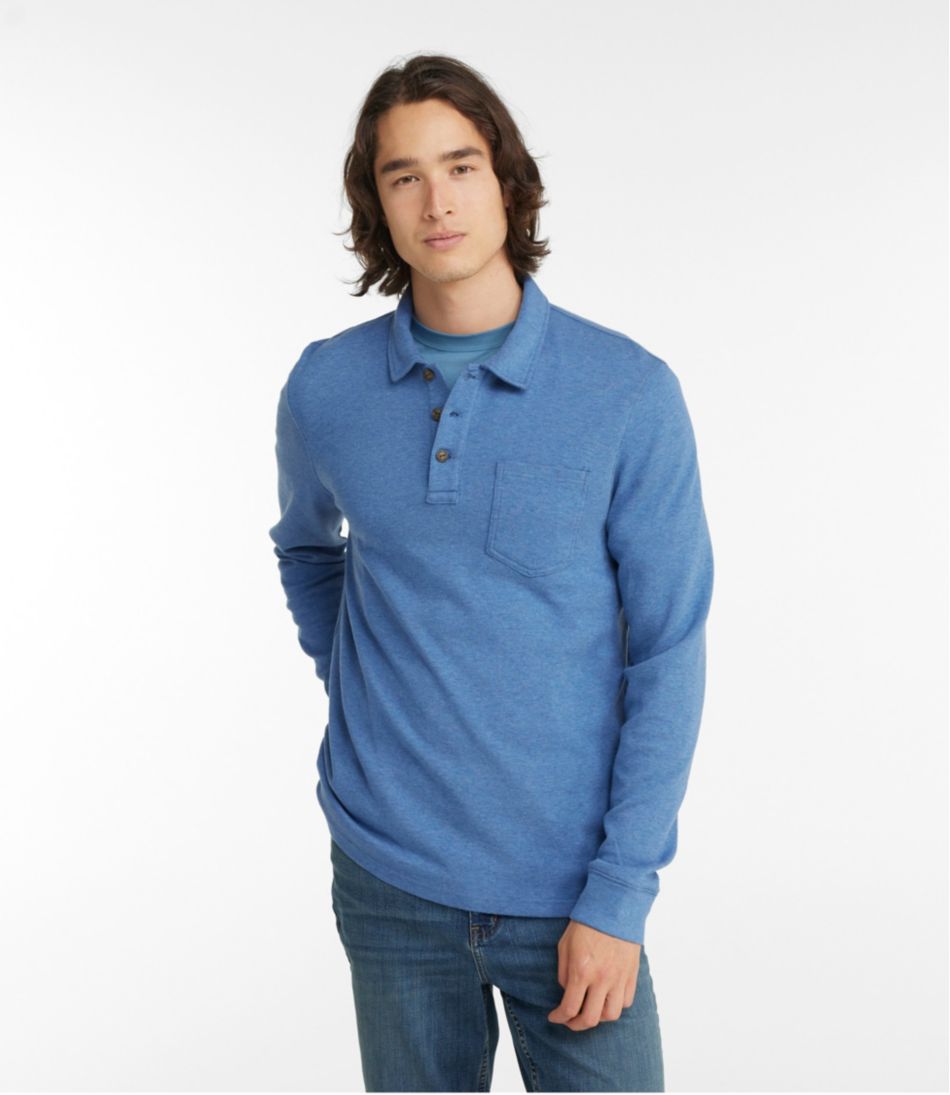 Men's Washed Cotton Double-Knit Polo, Long-Sleeve | L.L.Bean