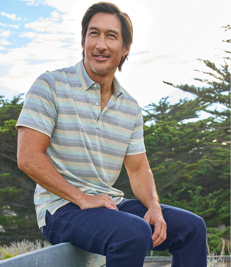 Men's Comfort Stretch Performance® Pima Polo, Short-Sleeve, Stripe | L.L.Bean