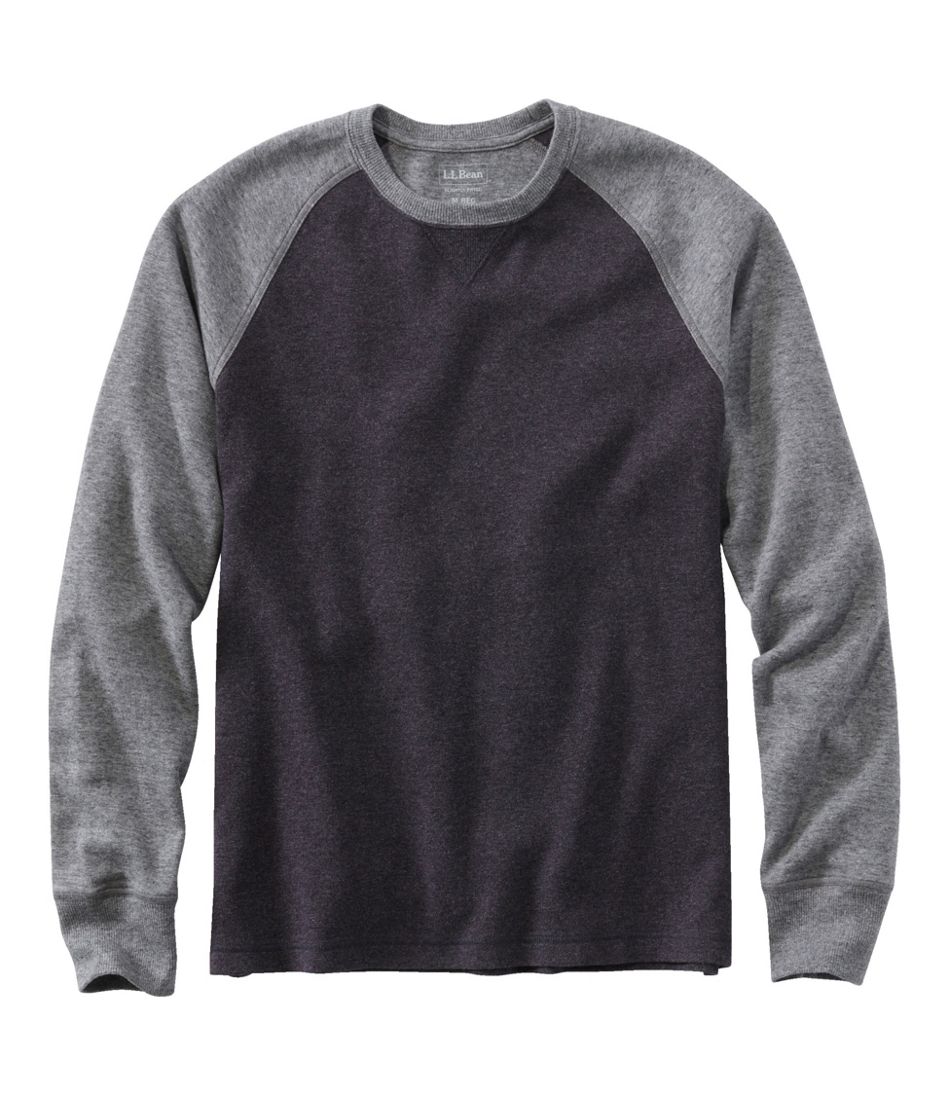 Men's Washed Cotton Double-Knit Crewneck, Slightly Fitted Long-Sleeve Colorblock | L.L.Bean
