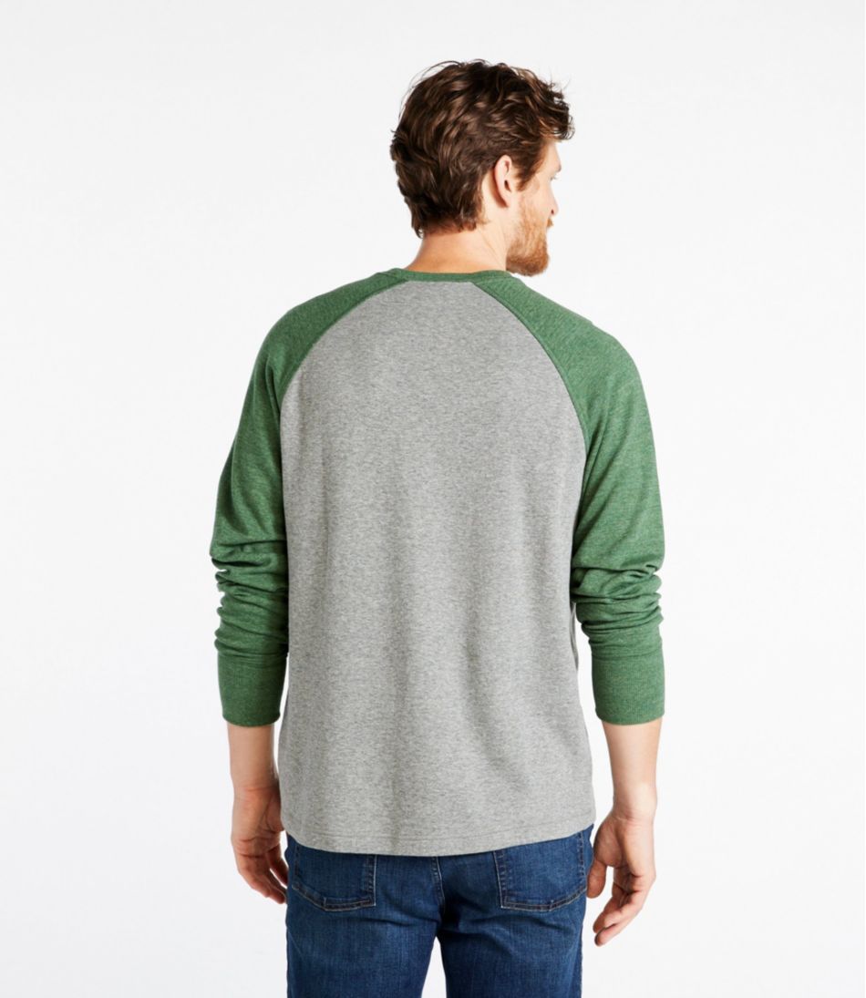 Men's Washed Cotton Double-Knit Crewneck, Slightly Fitted Long-Sleeve Colorblock | L.L.Bean