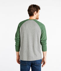 Men's Washed Cotton Double-Knit Crewneck, Slightly Fitted Long-Sleeve Colorblock | L.L.Bean