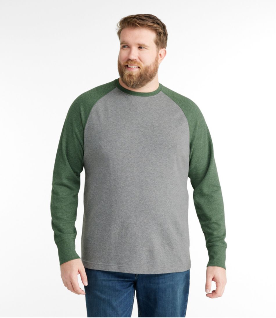 Men's Washed Cotton Double-Knit Crewneck, Slightly Fitted Long-Sleeve Colorblock | L.L.Bean