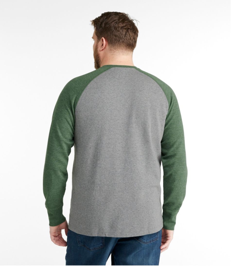 Men's Washed Cotton Double-Knit Crewneck, Slightly Fitted Long-Sleeve Colorblock | L.L.Bean