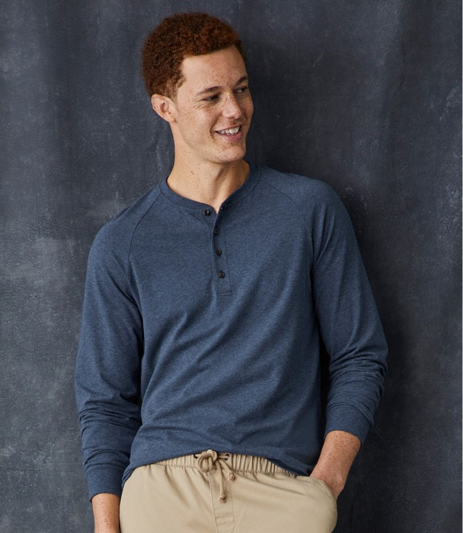 Men's Comfort Stretch Pima Tee Shirt, Long-Sleeve Henley | L.L.Bean