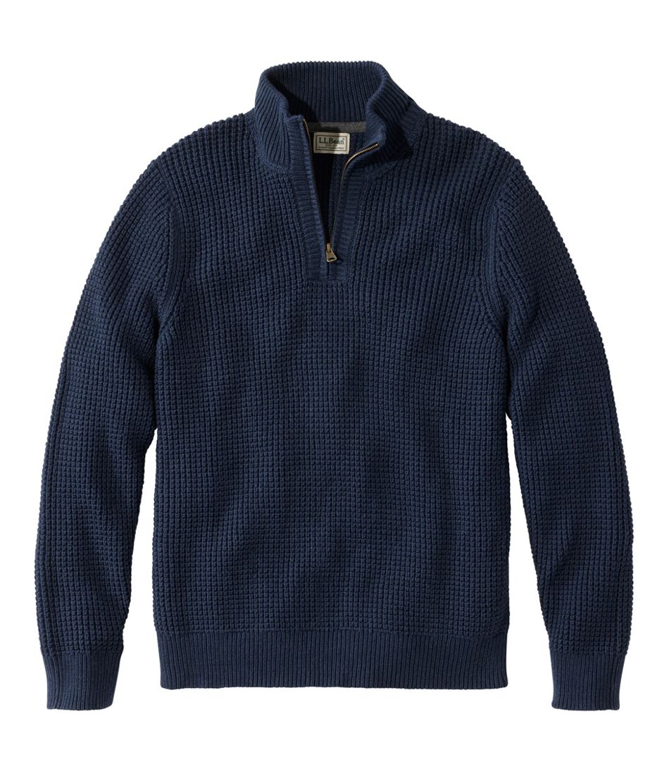 Men's Organic Cotton Waffle Sweater, Quarter Zip | L.L.Bean