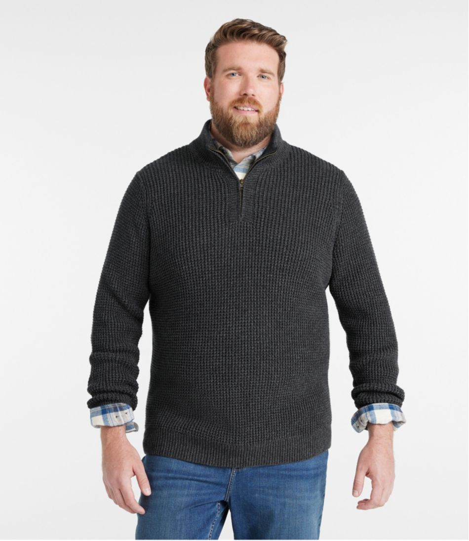 Men's Organic Cotton Waffle Sweater, Quarter Zip | L.L.Bean
