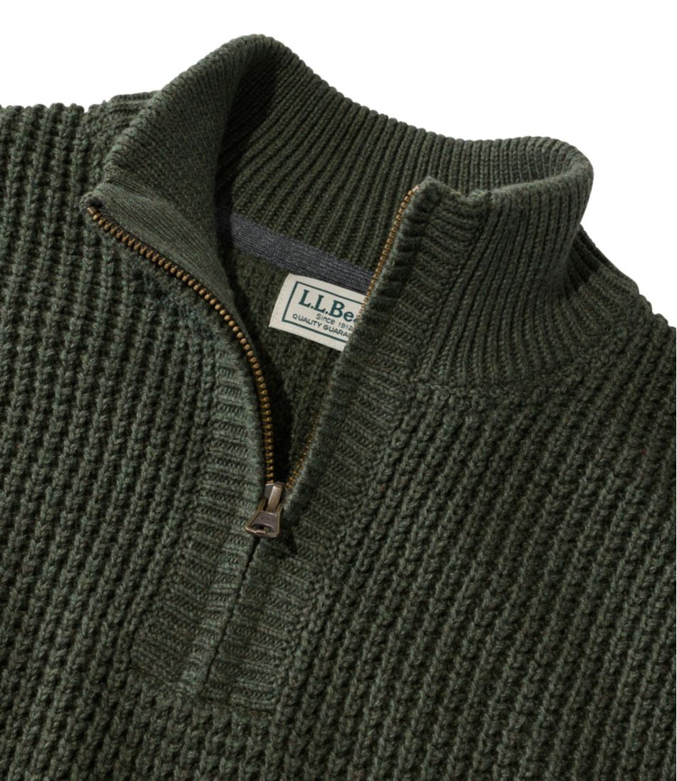 Men's Organic Cotton Waffle Sweater, Quarter Zip | L.L.Bean