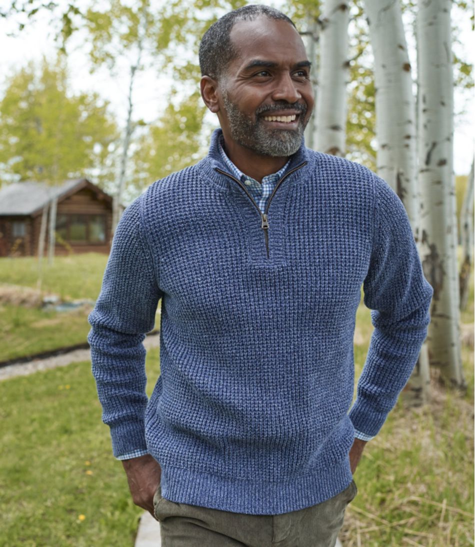 Men's Organic Cotton Waffle Sweater, Quarter Zip | L.L.Bean