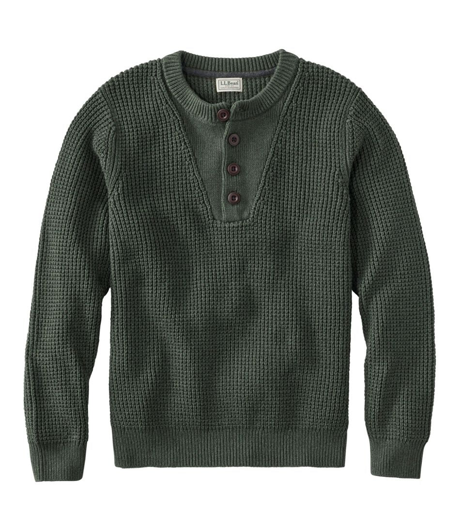 Men's Organic Cotton Waffle Sweater, Henley | L.L.Bean