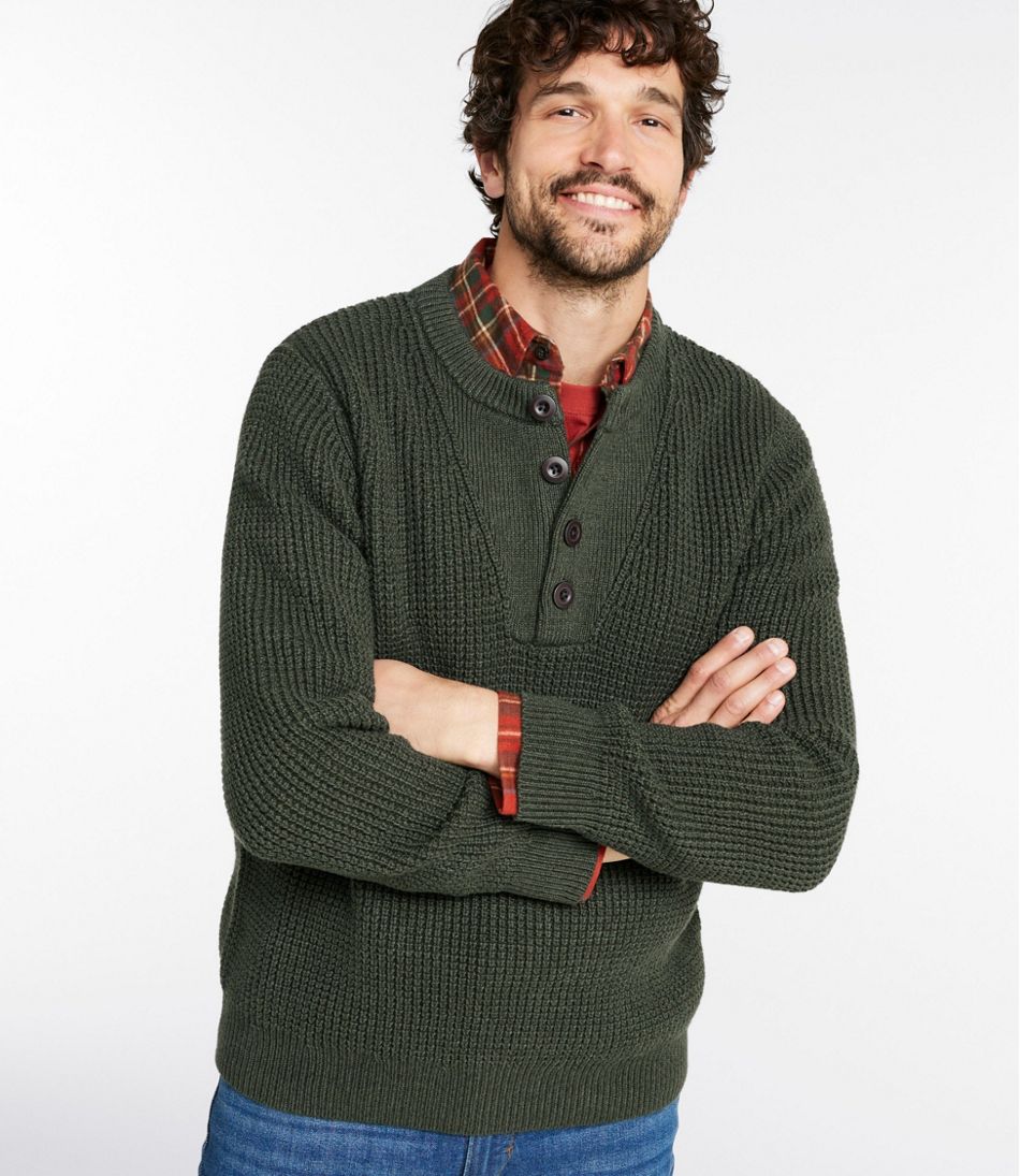 Men's Organic Cotton Waffle Sweater, Henley | L.L.Bean