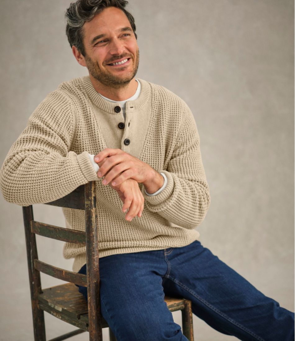 Men's Organic Cotton Waffle Sweater, Henley | L.L.Bean