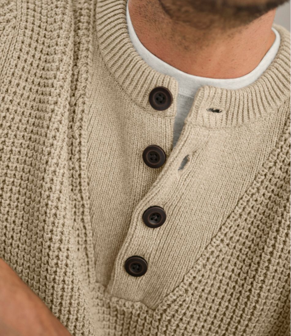 Men's Organic Cotton Waffle Sweater, Henley | L.L.Bean