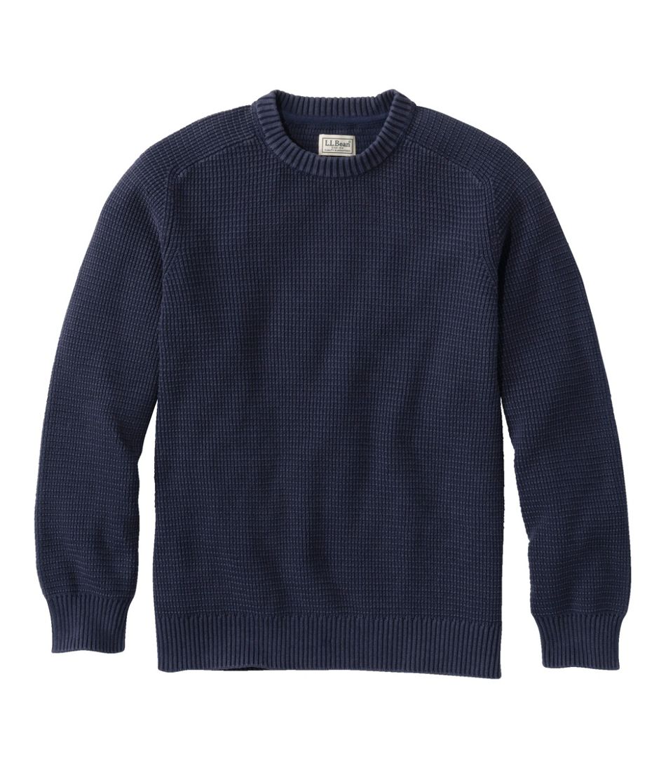 Men's Sunwashed Textured Cotton Sweater, Crewneck | L.L.Bean
