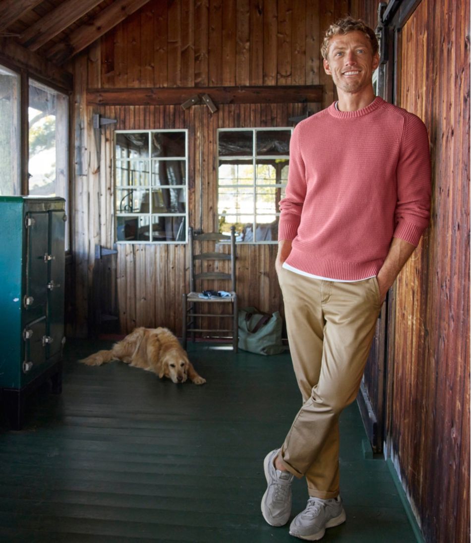 Men's Sunwashed Textured Cotton Sweater, Crewneck | L.L.Bean
