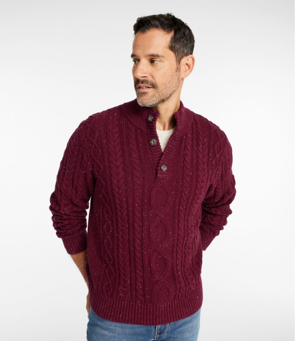 Men's Bean's Heritage Soft Cotton Fisherman Sweater, Button-Mock | L.L.Bean