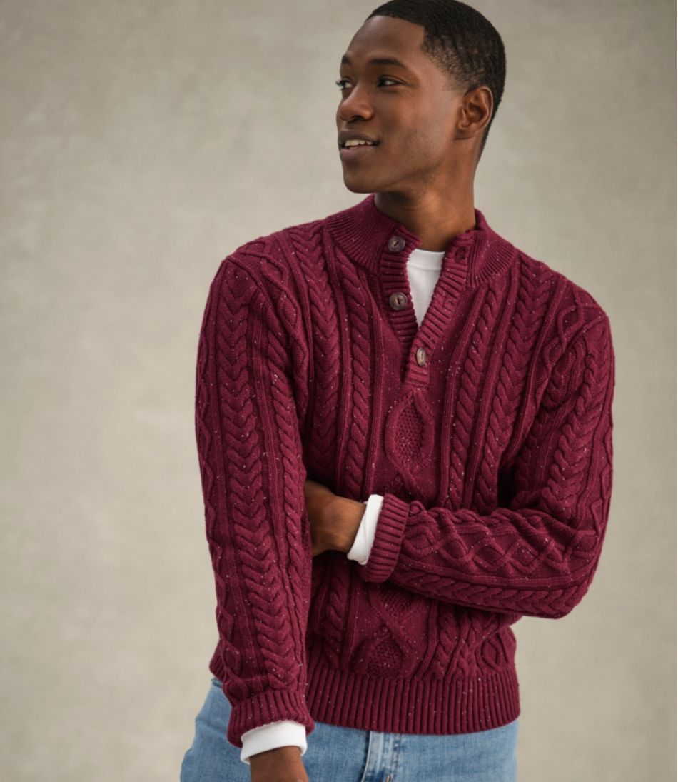 Men's Bean's Heritage Soft Cotton Fisherman Sweater, Button-Mock | L.L.Bean