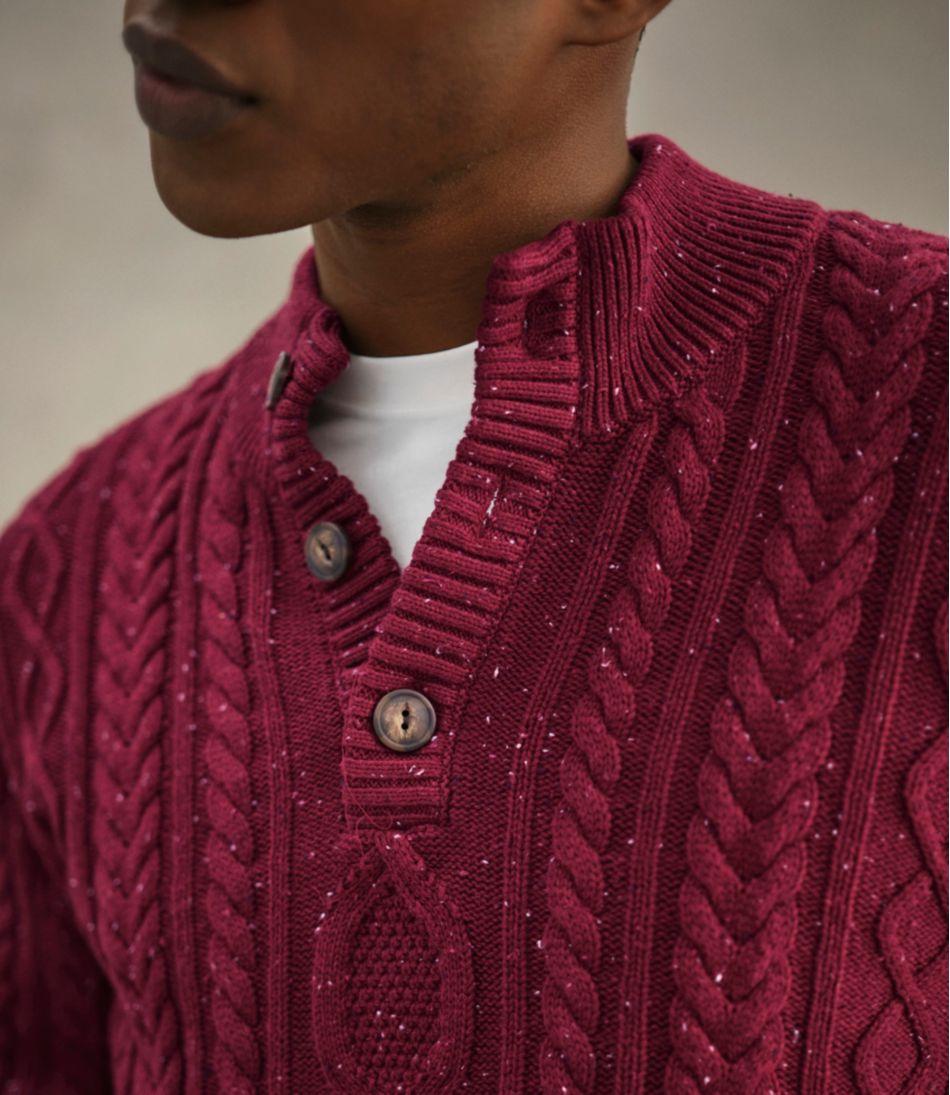 Men's Bean's Heritage Soft Cotton Fisherman Sweater, Button-Mock | L.L.Bean