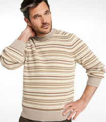 Men's Sunwashed Textured Cotton Sweater, Crewneck, Stripe | L.L.Bean