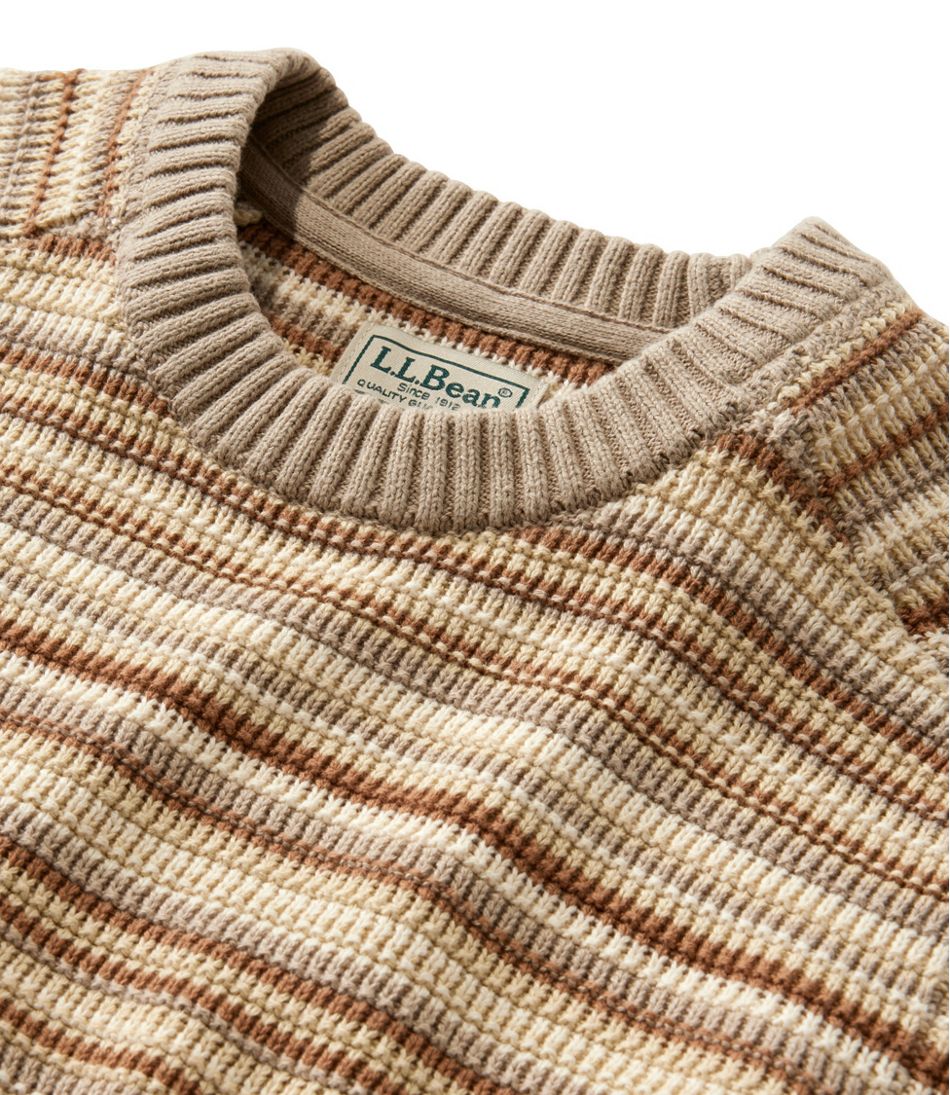 Men's Sunwashed Textured Cotton Sweater, Crewneck, Stripe | L.L.Bean