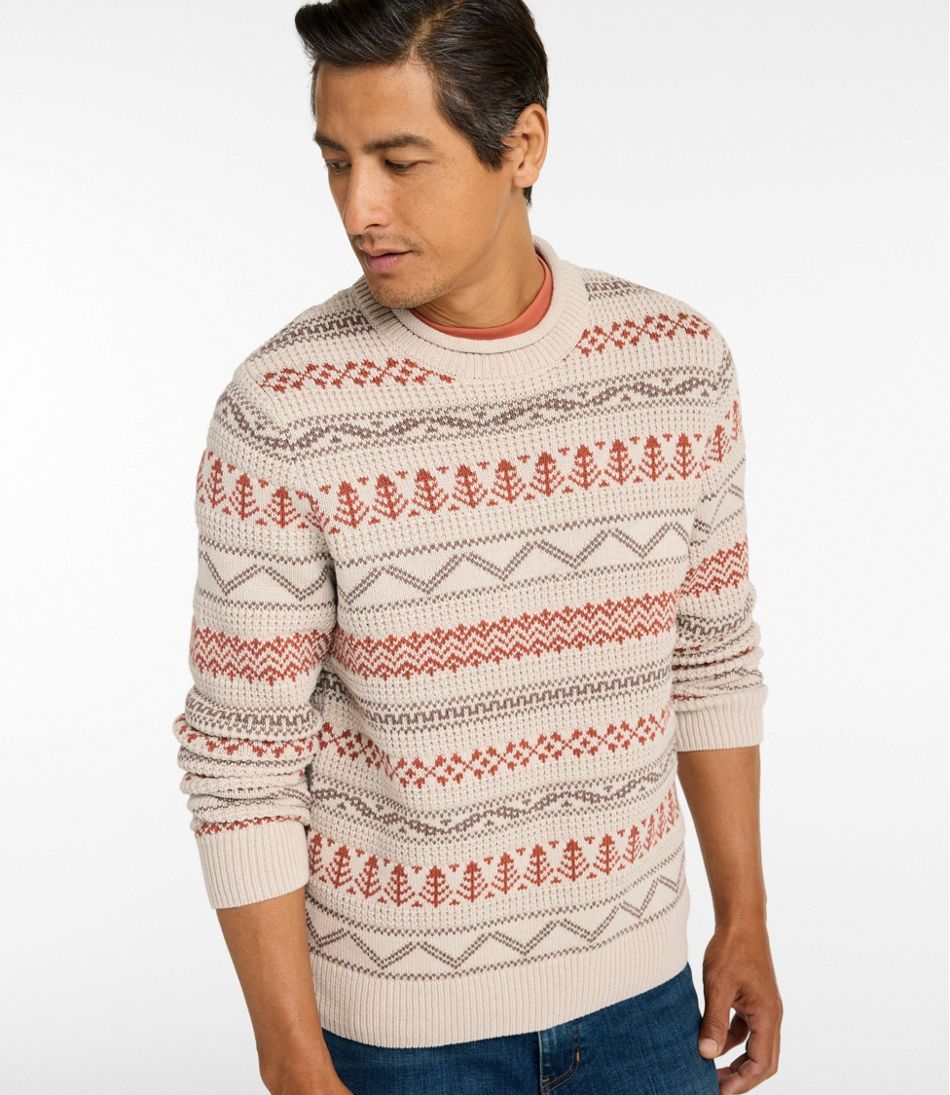 Men's Organic Cotton Waffle Sweater, Crewneck, Fair Isle | L.L.Bean