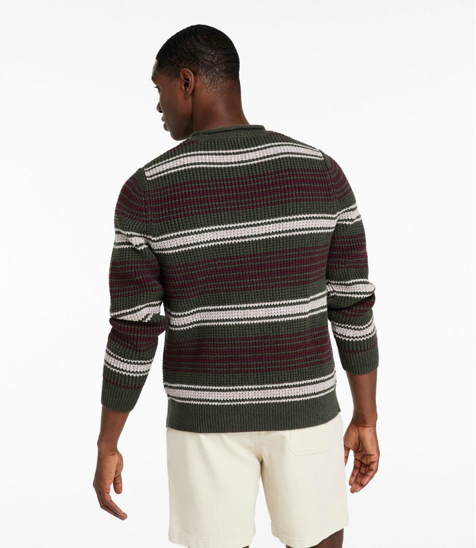 Men's Organic Cotton Waffle Sweater, Rollneck Crew, Stripe | L.L.Bean