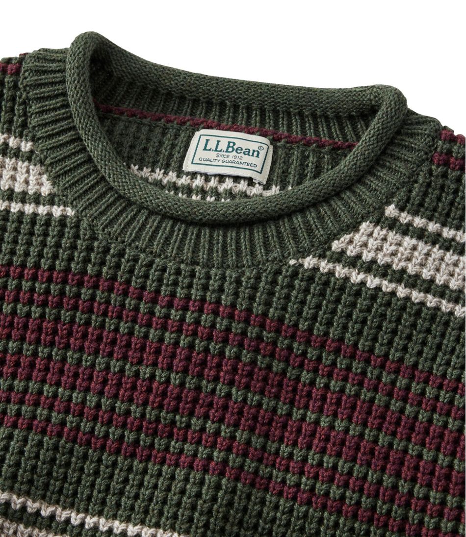 Men's Organic Cotton Waffle Sweater, Rollneck Crew, Stripe | L.L.Bean