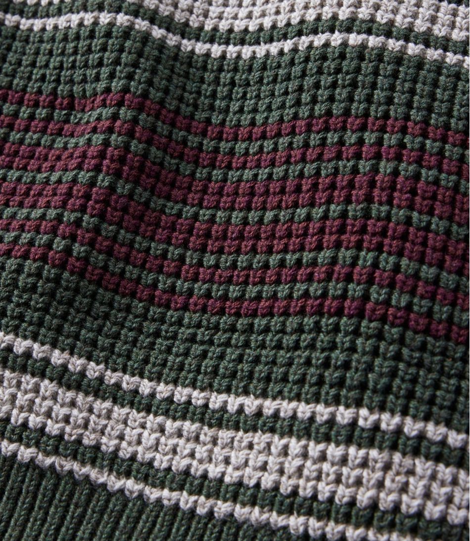 Men's Organic Cotton Waffle Sweater, Rollneck Crew, Stripe | L.L.Bean