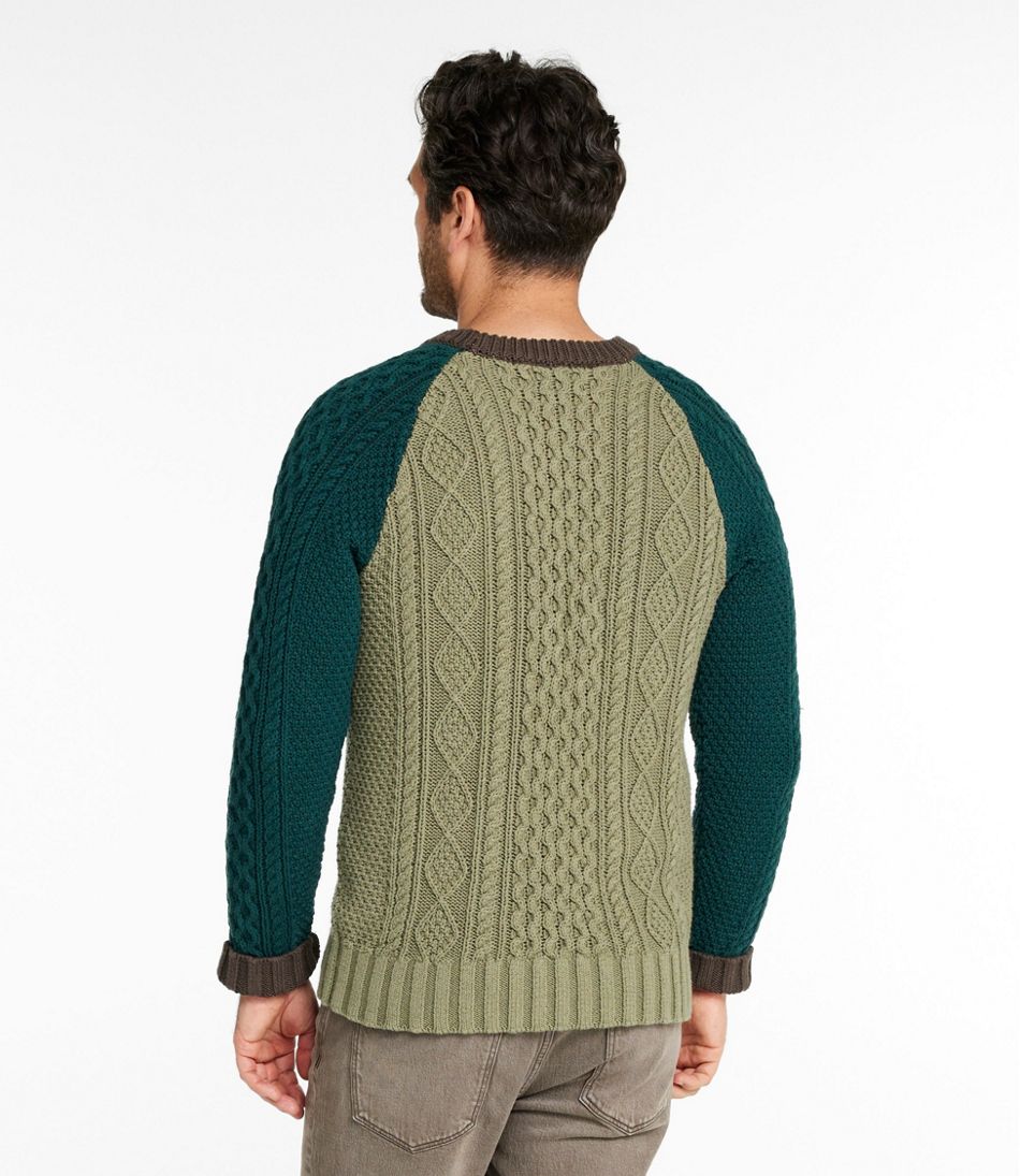 Men's Signature Cotton Fisherman Sweater, Crewneck, Colorblock | L.L.Bean