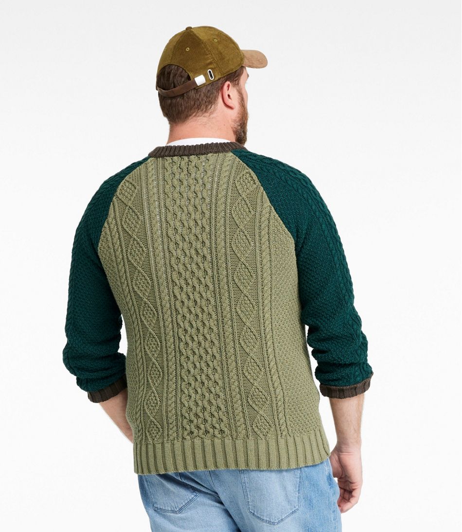 Men's Signature Cotton Fisherman Sweater, Crewneck, Colorblock | L.L.Bean