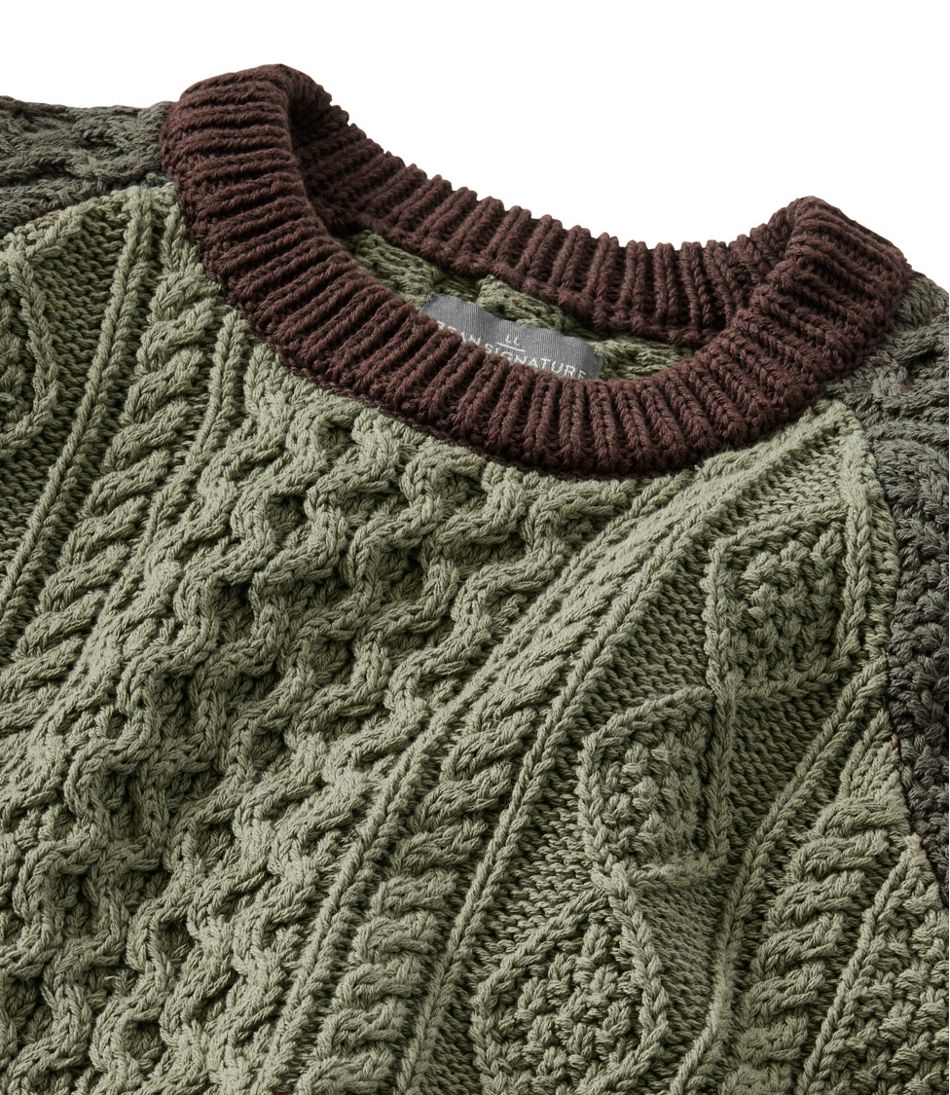 Men's Signature Cotton Fisherman Sweater, Crewneck, Colorblock | L.L.Bean