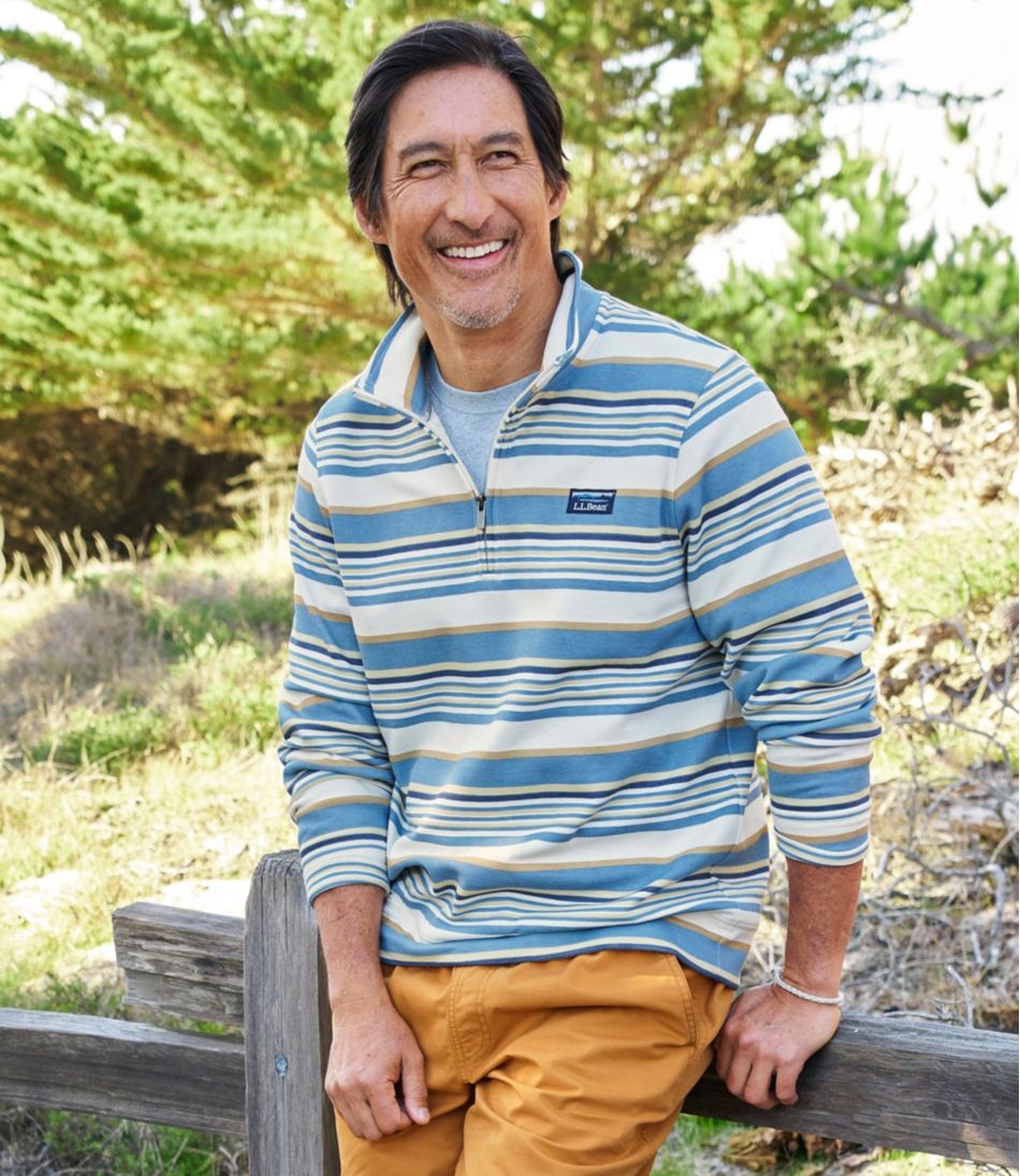 Men's Comfort Stretch Performance® Piqué, Quarter-Zip Pullover, Stripe | L.L.Bean