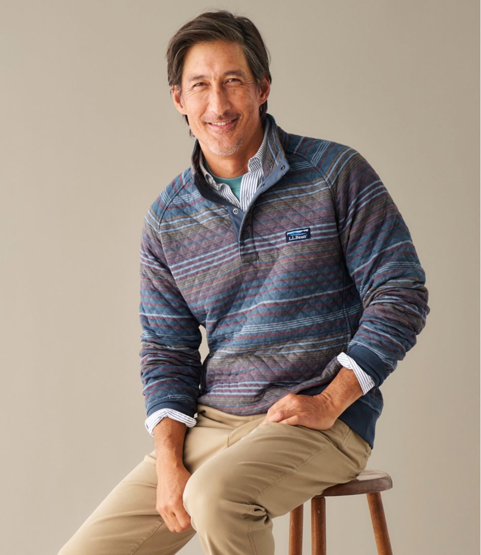 Men's Quilted Sweatshirt, Mockneck, Stripe | L.L.Bean