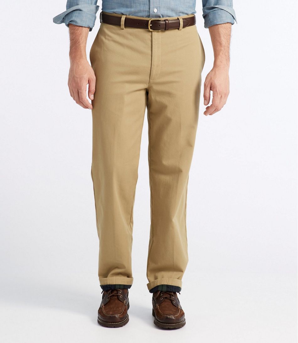 Men's Double L® Chinos, Natural Fit, Plain Front, Flannel-Lined | L.L.Bean
