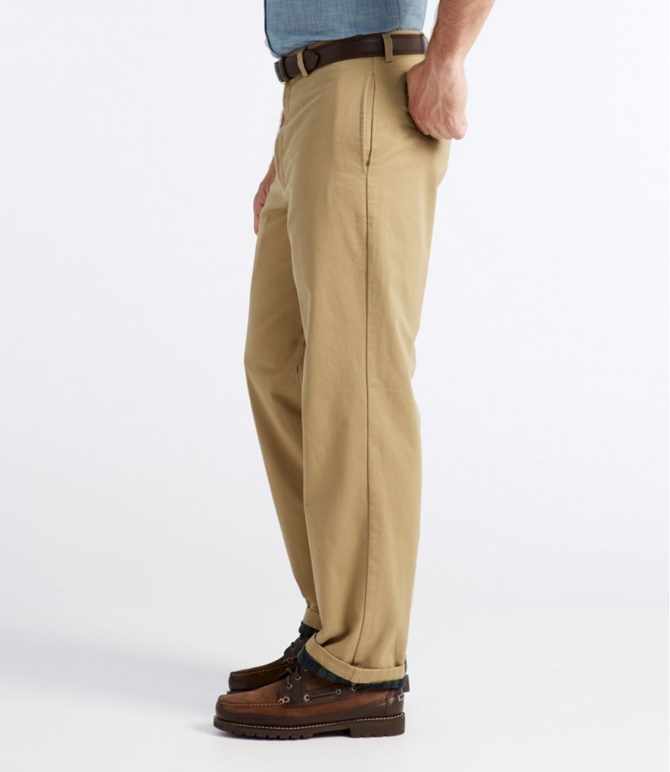 Men's Double L® Chinos, Natural Fit, Plain Front, Flannel-Lined | L.L.Bean