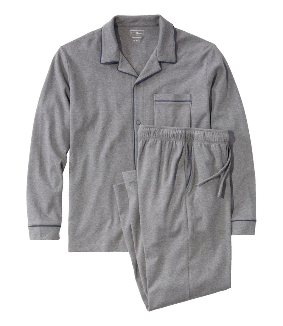 Men's Bean's Cotton Knit Pajamas, Button-Front PJ Set | L.L.Bean
